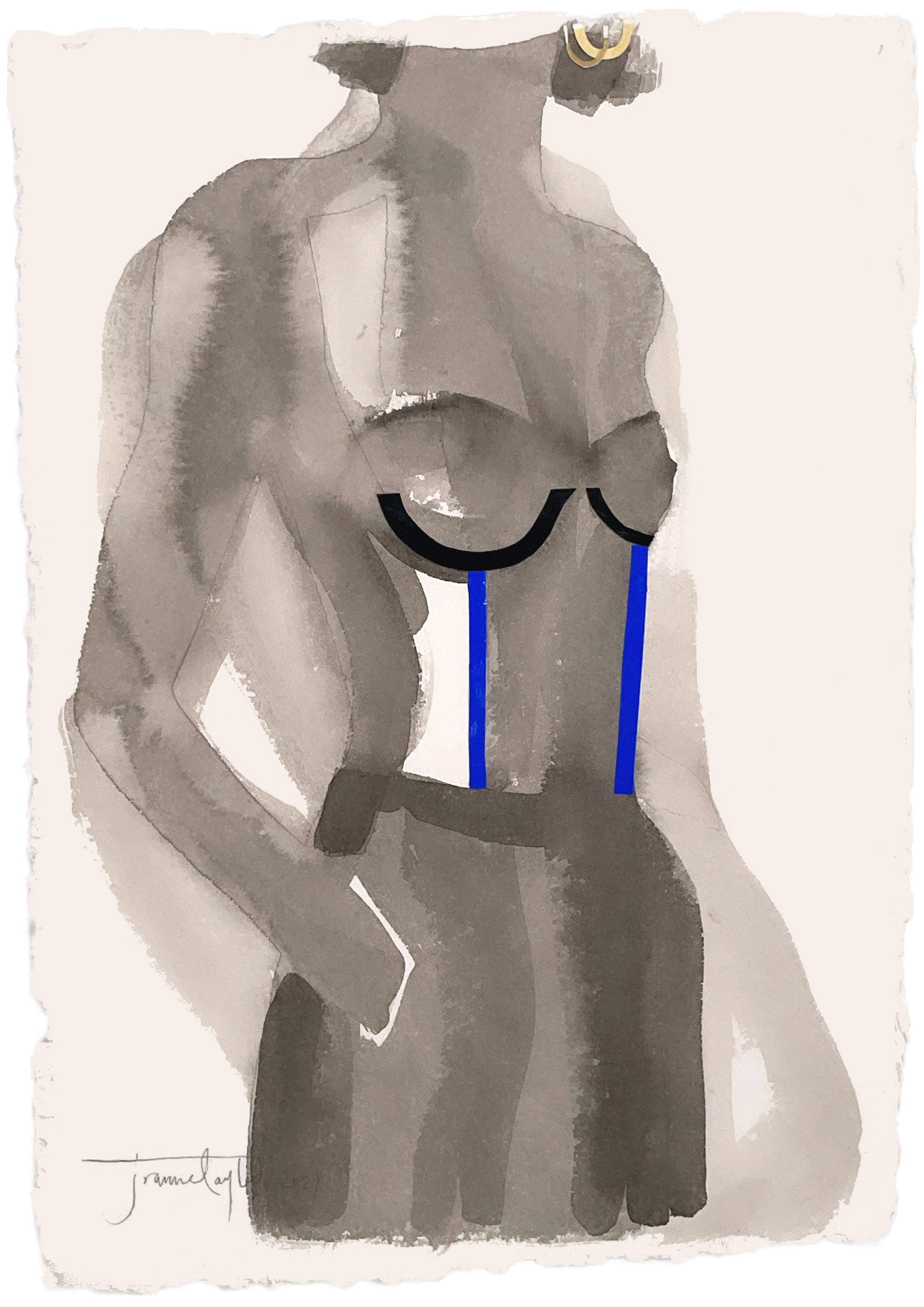 Retrouvez chez Acid Gallery les oeuvres de Joanna Layla, galerie d'art contemporain, Vieux Lille | Aquarelle sur papier Watercolor on paper A3 29,7 x 42 cm encadré en 50 x 70 cm moulure noire Unique 2021