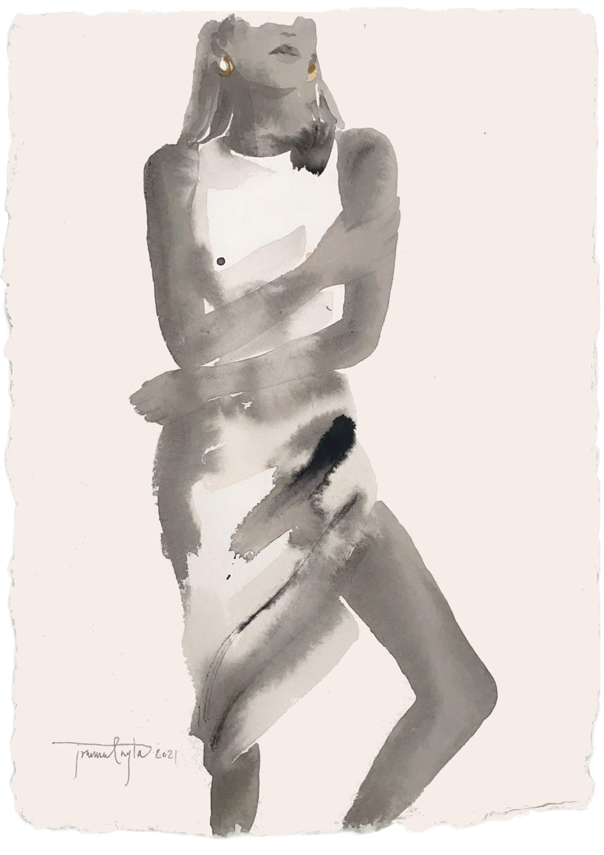 Retrouvez chez Acid Gallery les oeuvres de Joanna Layla, galerie d'art contemporain, Vieux Lille | Aquarelle sur papier Watercolor on paper A3 29,7 x 42 cm encadré en 50 x 70 cm moulure noire Unique 2021