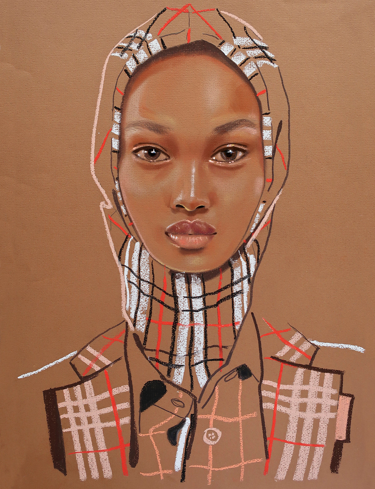 Retrouvez chez Acid Gallery les oeuvres de Zhenya Z, galerie d'art contemporain, Vieux Lille | Papier coloré pour pastel et pastels Défilé de mode, automne 2020 Fashion show Fall 2020 Modèle : Ugbad Adbi Dimensions A3