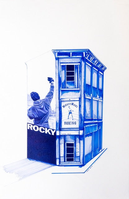 Vincent Lelièvre & Wayne Danza “Rocky“ | Pièce unique   Bic et encre sur papier Dimensions 77x112 cm encadré 2023