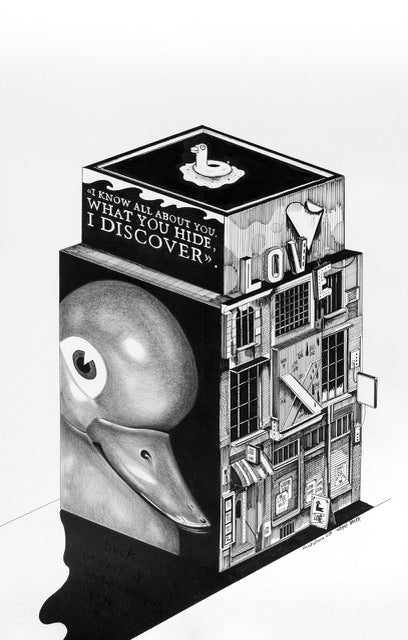 Vincent Lelièvre & Wayne Danza “Duck“ | Pièce unique  Bic et encre sur papier Dimension 77x112 cm encadré 2023