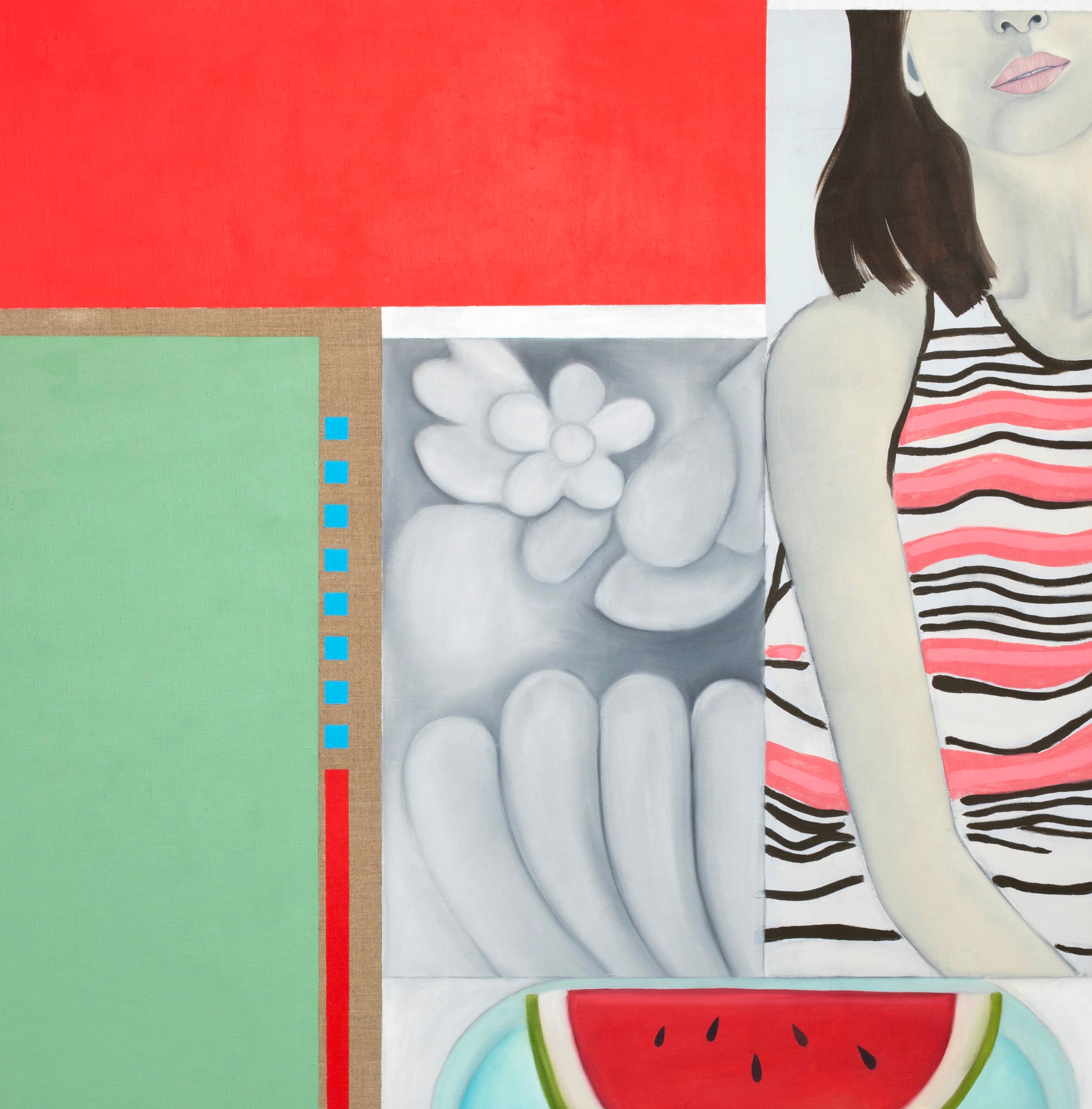 Retrouvez chez Acid Gallery les oeuvres de Jess Burgess, galerie d'art contemporain, Vieux Lille | Huile, acrylique sur lin Oil, acrylic on linen | Dimensions 100 x 100 cm | Unique | 2019