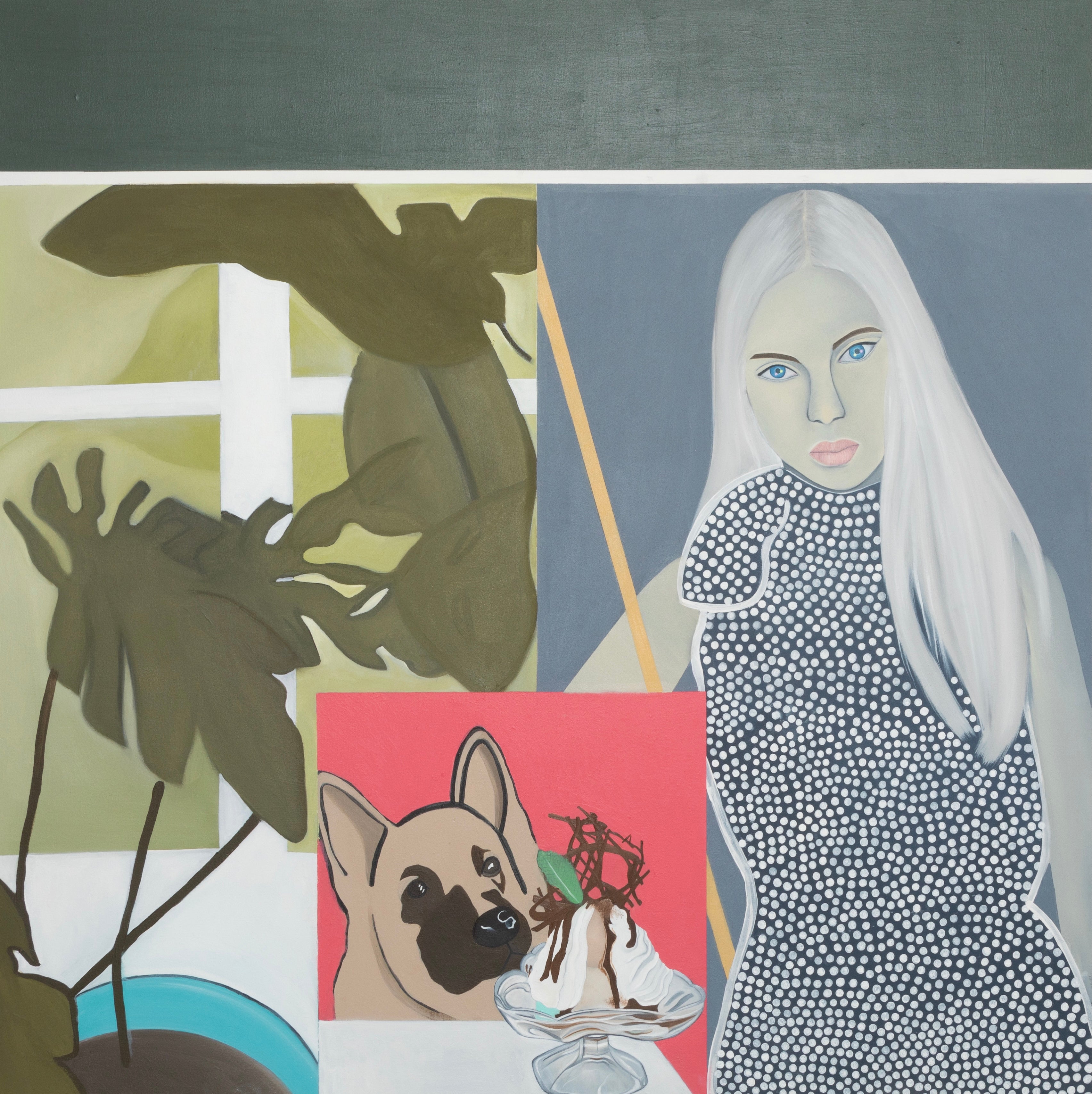 Retrouvez chez Acid Gallery les oeuvres de Jess Burgess, galerie d'art contemporain, Vieux Lille | Huile, acrylique sur lin Oil, acrylic on linen | Dimensions 100 x 100 cm | Unique | 2021