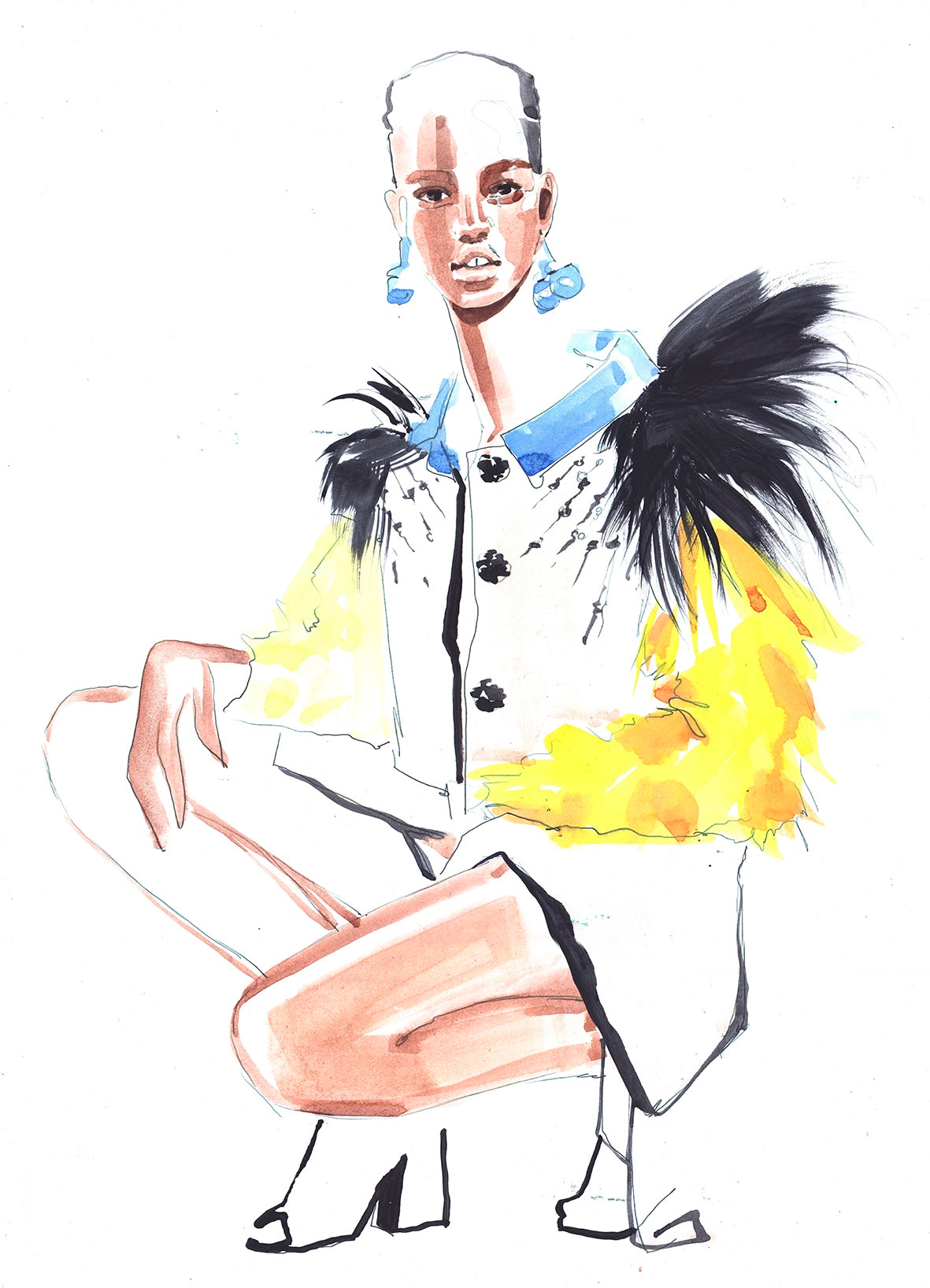 Retrouvez chez Acid Gallery les oeuvres de Zhenya Z, galerie d'art contemporain, Vieux Lille | Aquarelle sur papier Watercolor on paper For Basic Magazine/Beverly Hills, California Dimensions A3 29,7 x 42 cm
