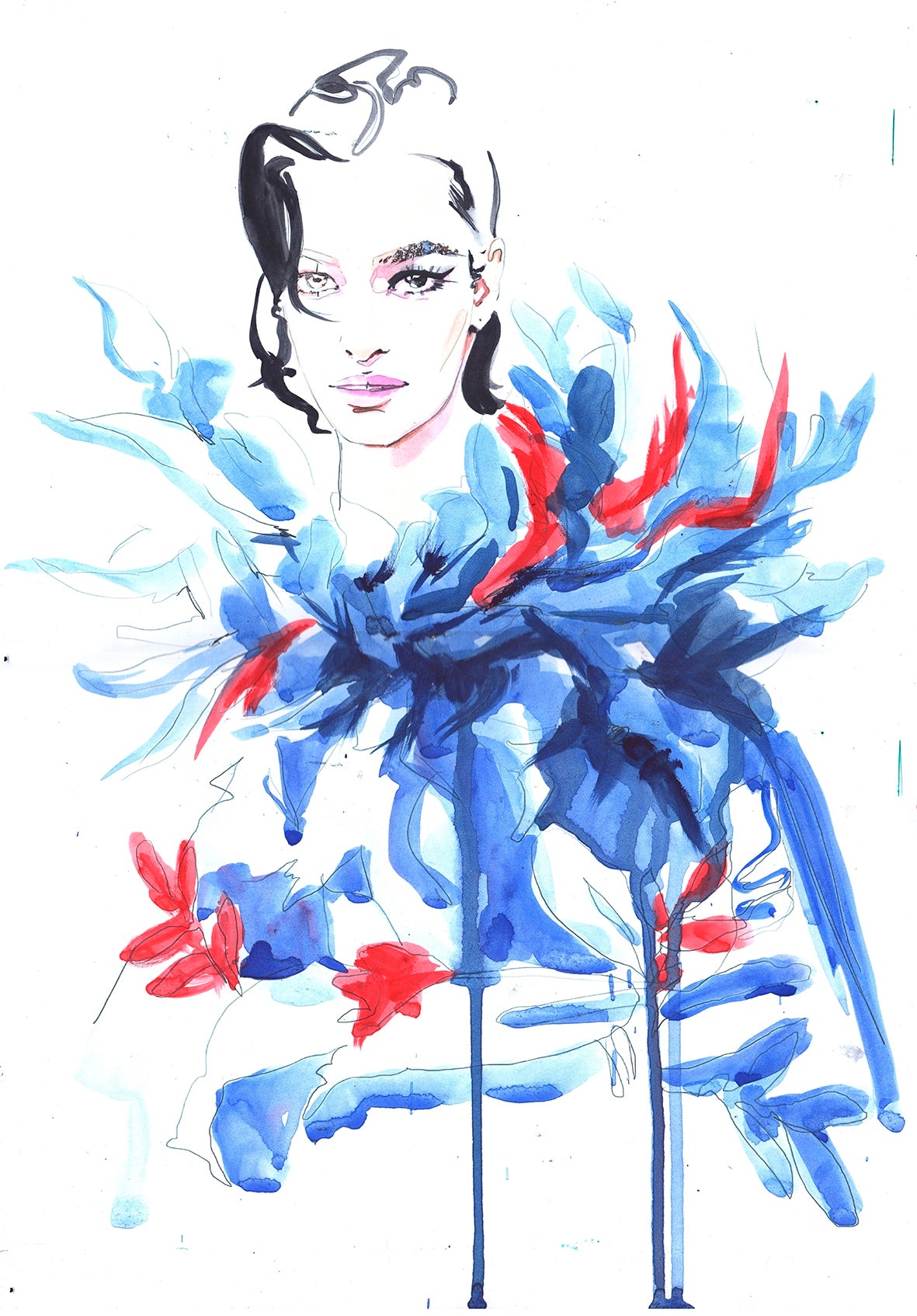 Retrouvez chez Acid Gallery les oeuvres de Zhenya Z, galerie d'art contemporain, Vieux Lille | Aquarelle sur papier Watercolor on paper For Basic Magazine/Beverly Hills, California Dimensions A3 29,8 x 42 cm