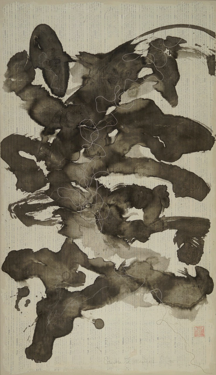Retrouvez les oeuvres de Sandra van der Meulen chez Acid Gallery, Galerie d’art contemporaine, vieux-lille | Mixed media, ink on ricepaper, on canvas 95cm x 165cm; 2015