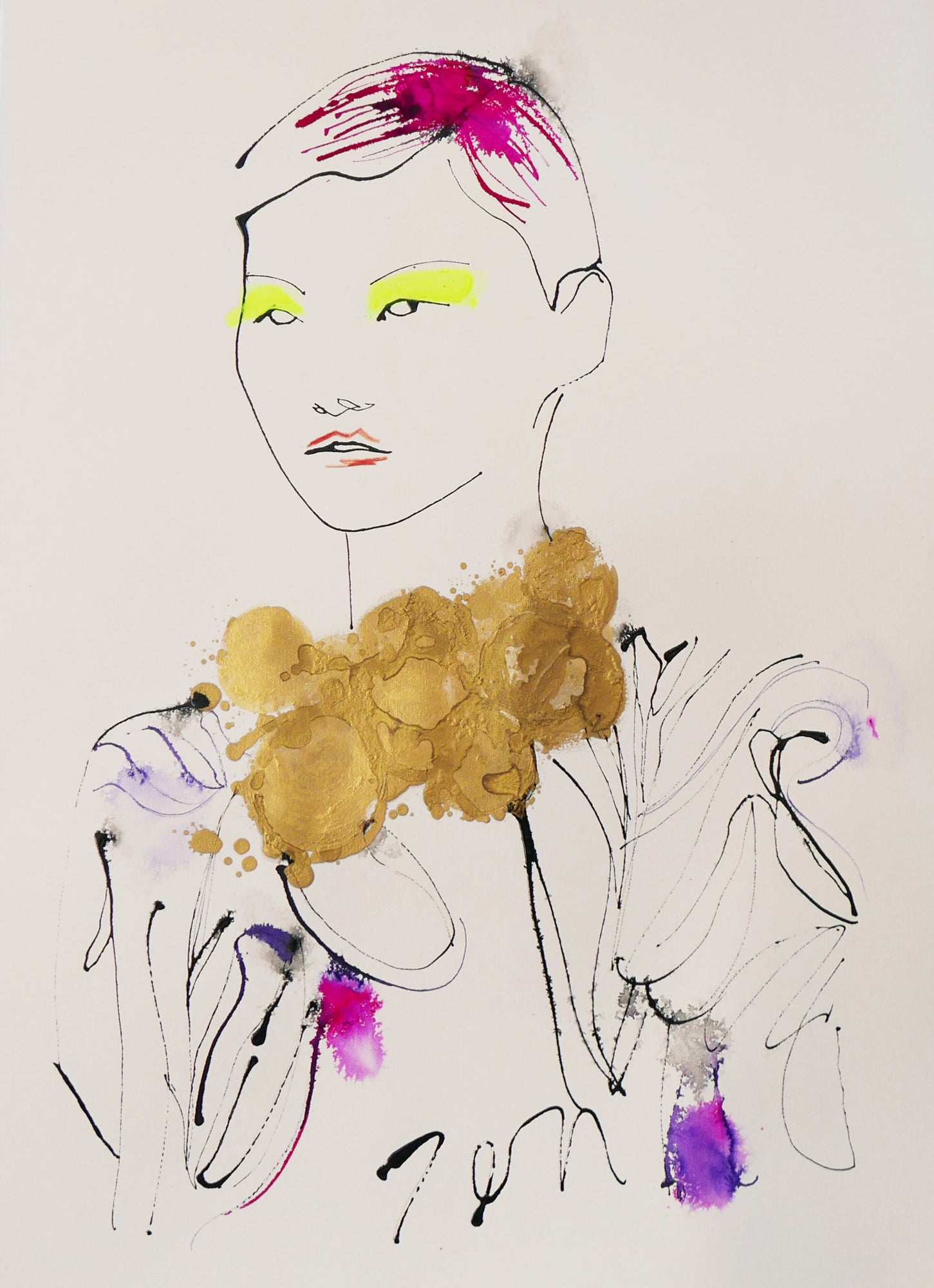 Retrouvez cette oeuvre de Caroline Tomlinson chez Acid Gallery. Encre, encre métallique, bombe aérosol et crayon de couleur sur papier Ink, metallic ink, spray paint and coloured pencil Dimensions A3 29,7 x 42 cm Unique Juin 2020