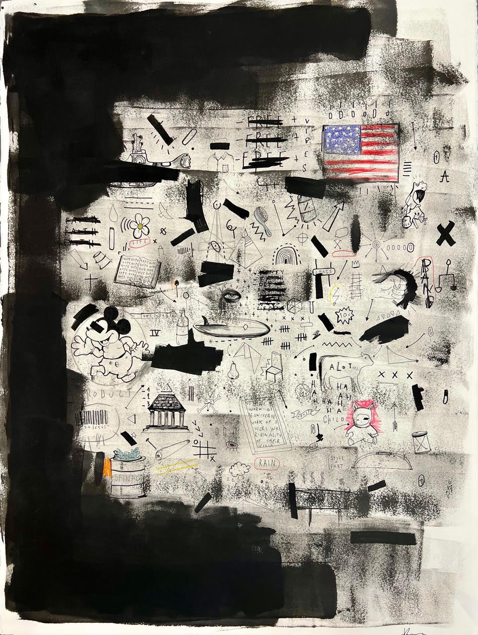 Sebastien Dominici « Hechos » Ink and crayon on paper - 57x76 cm - 70x89 cm encadré