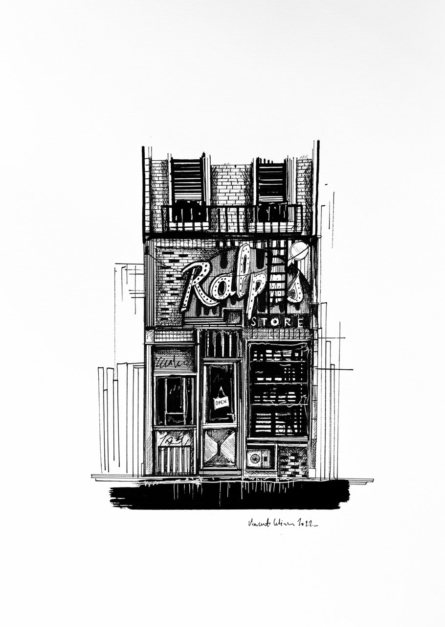 Vincent Lelièvre « Ralphs » | Pièce Unique  Bic et encre sur papier 29,7 x 42 cm (Format A3) 33 x 45 cm encadré