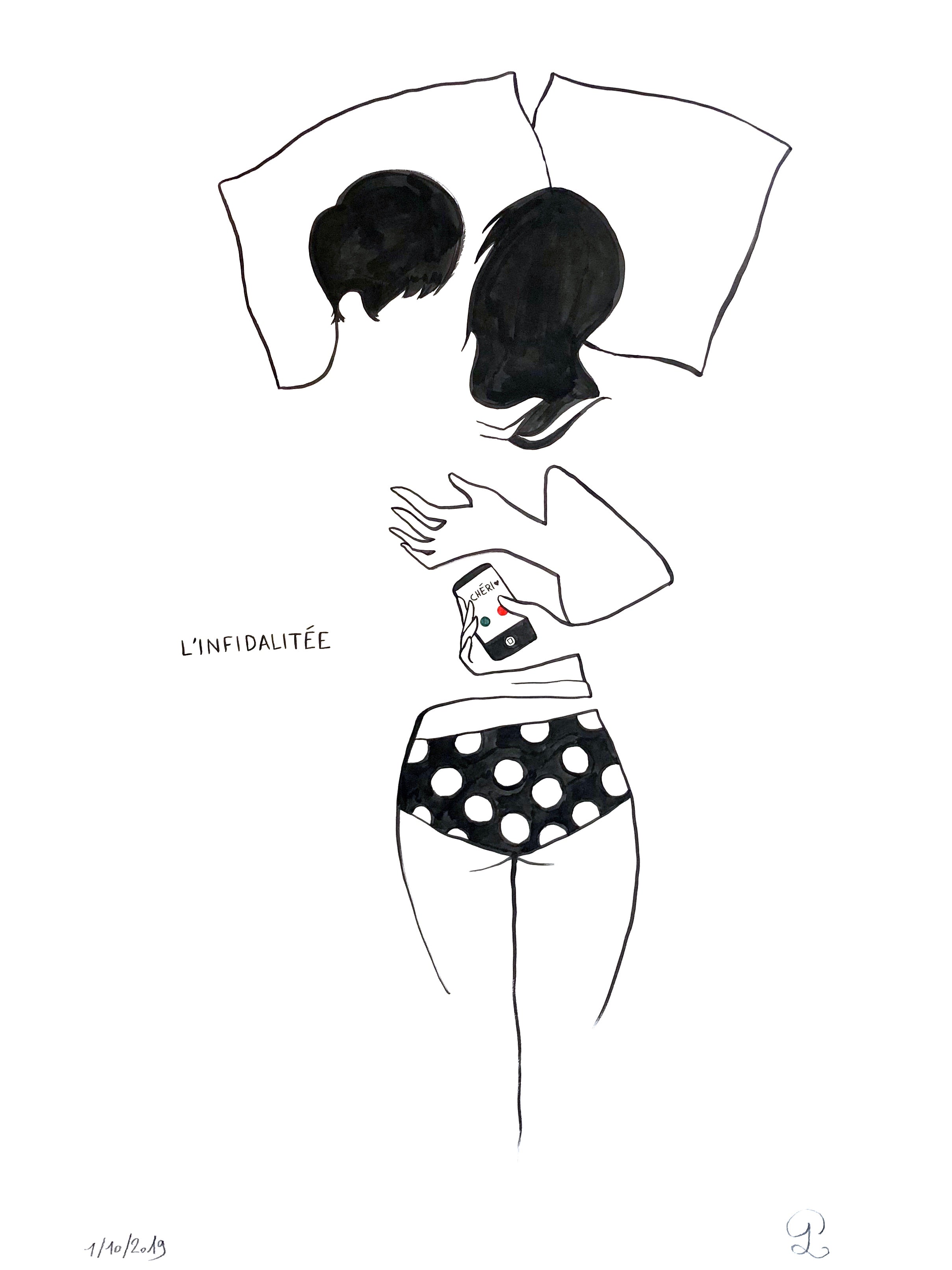 Retrouvez chez Acid Gallery les oeuvres de Petites Luxures, galerie d'art contemporain, Vieux Lille | Encre de Chine sur papier Indian ink on paper Dimensions 84 x 124 cm encadré Unique 2019