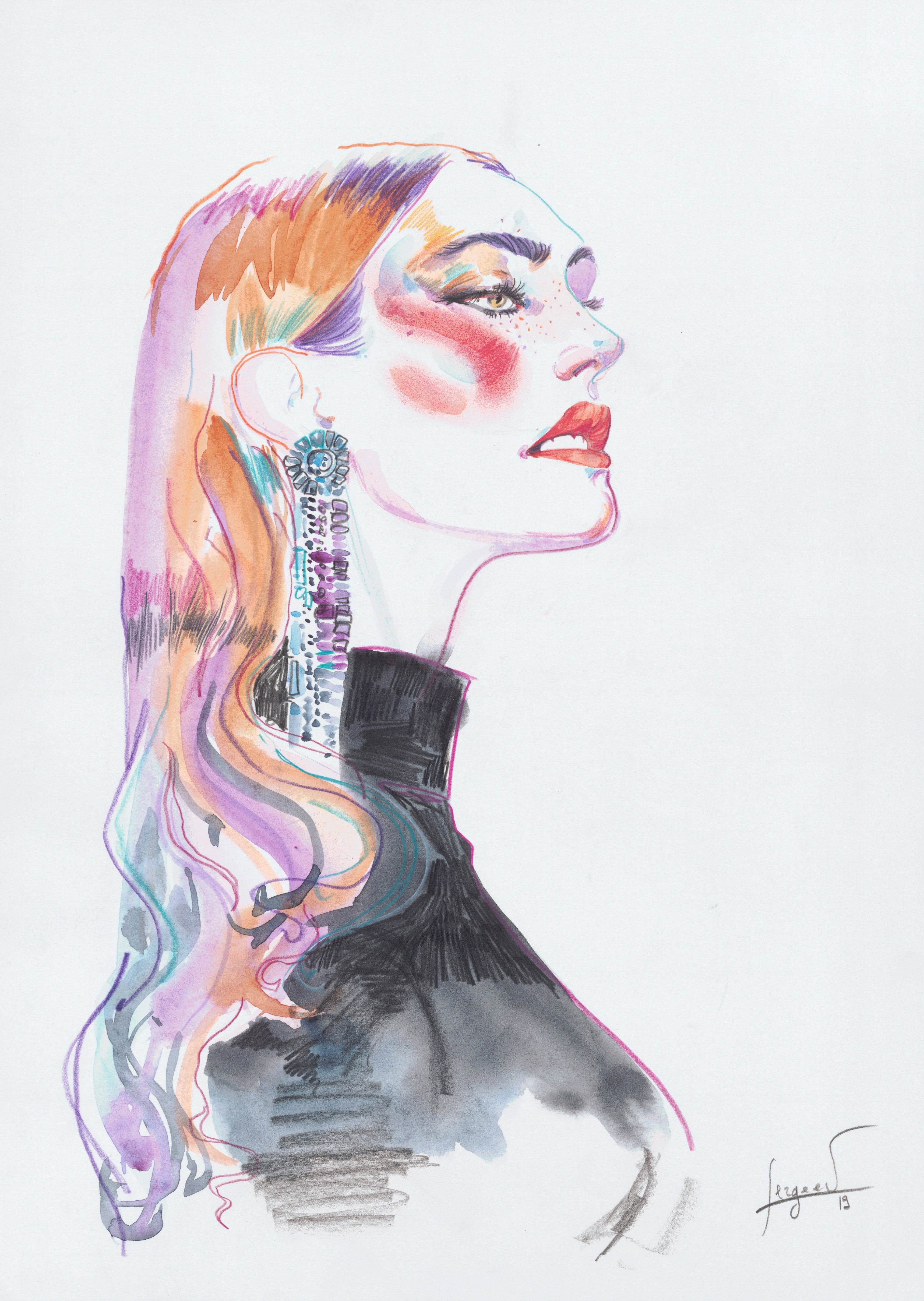 Retrouvez chez Acid Gallery les oeuvres de Max Sergeev galerie d'art contemporain, Vieux Lille | Aquarelle et crayon sur papier Watercolor and pencil on paper Dimensions A3 29,7 x 42 cm Unique 2019