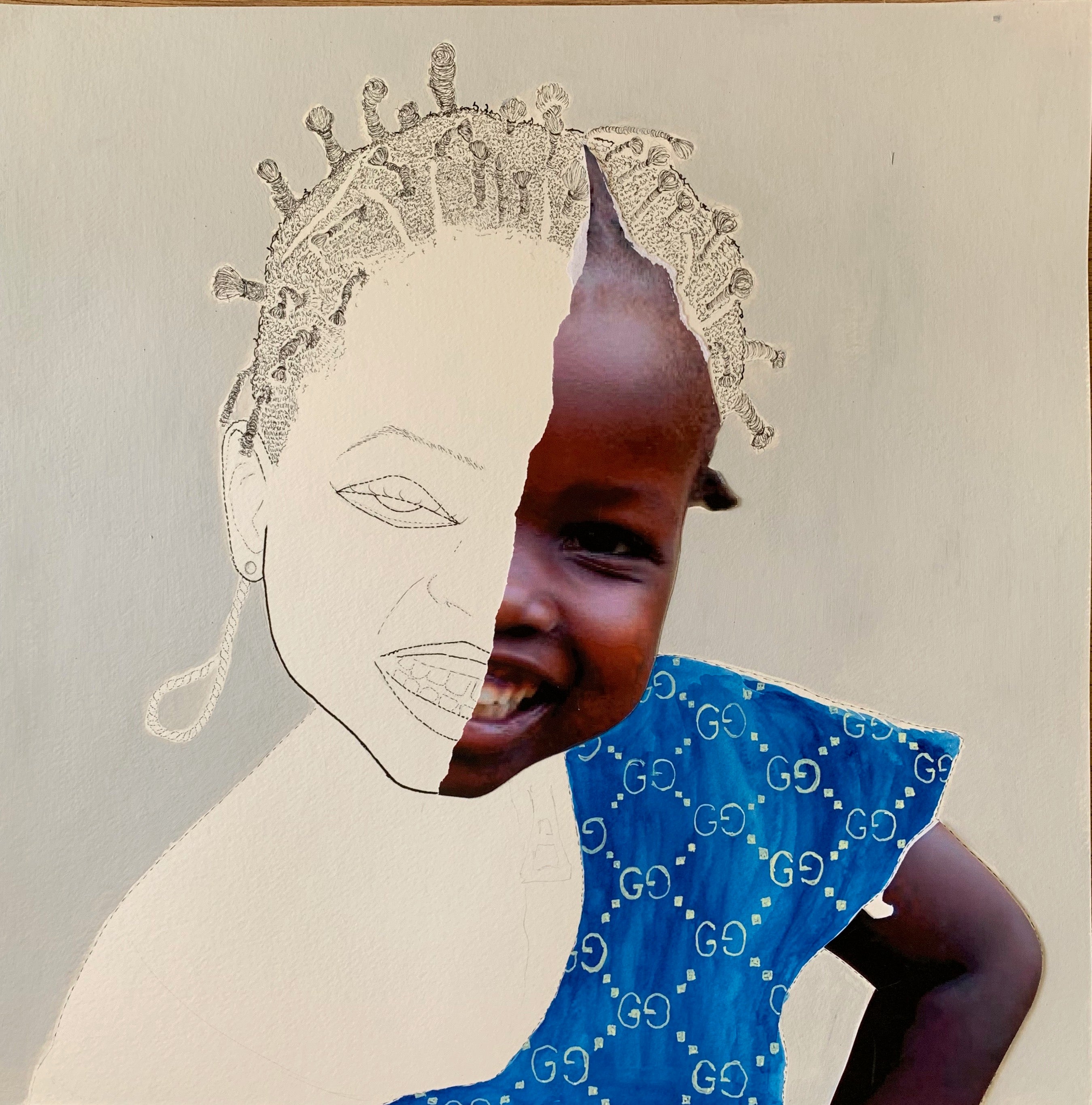 Retrouvez chez Acid Gallery les oeuvres de Emmanuel Unaji, galerie d'art contemporain, Vieux Lille | Acrylique, aquarelle, plume et collage sur papier Acrylic, watercolour, pen and collage on paper Dimensions 39 x 39 cm 2019