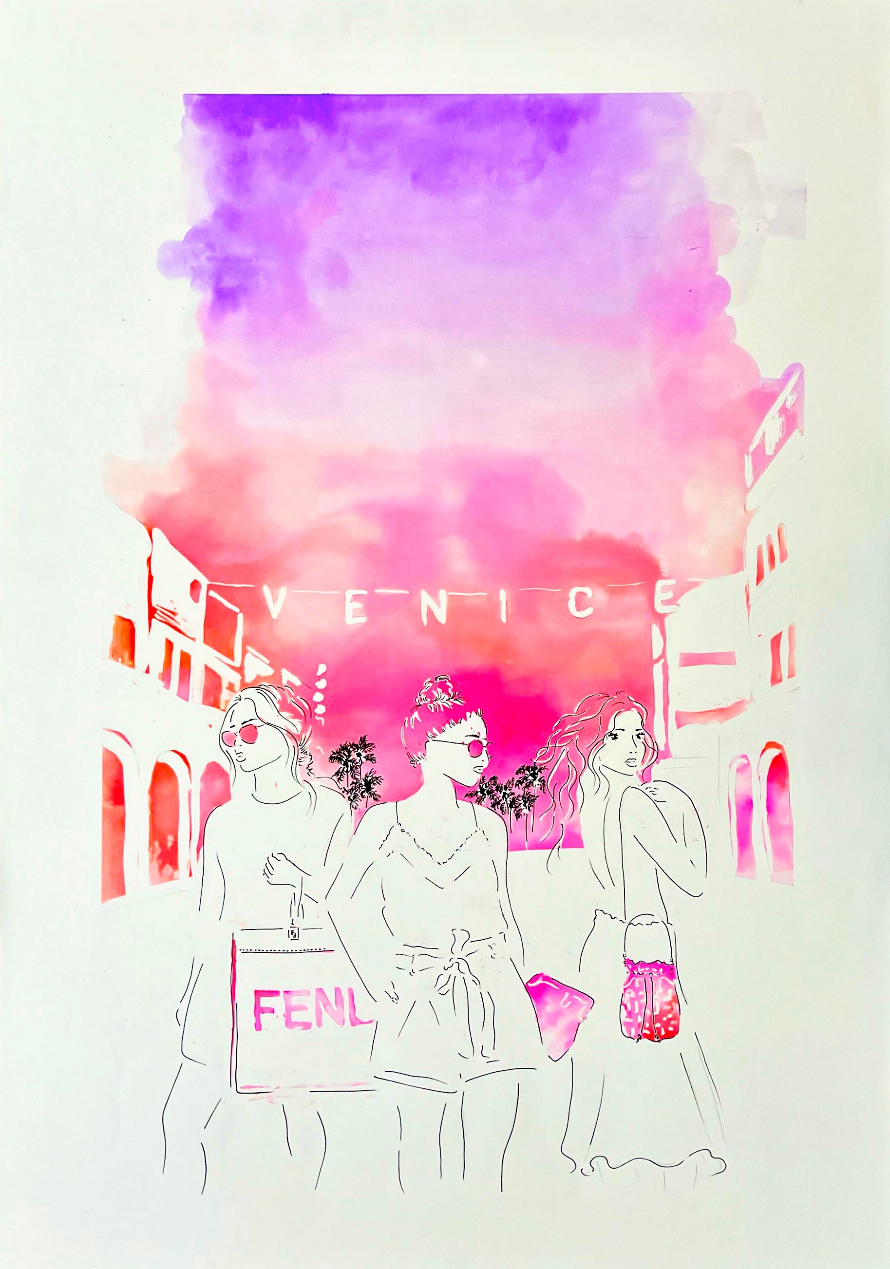 Retrouvez toutes les oeuvres de l'illustratrice Vicki Louise Ward chez Acid Gallery, galerie d'art contemporain dans le Vieux-Lille | Los Angeles collection Aquarelle 70X100