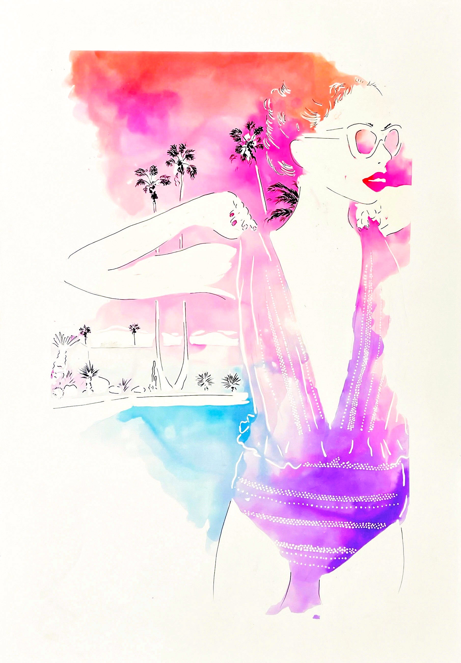 Retrouvez toutes les oeuvres de l'illustratrice Vicki Louise Ward chez Acid Gallery, galerie d'art contemporain dans le Vieux-Lille | Los Angeles collection Aquarelle 70X100