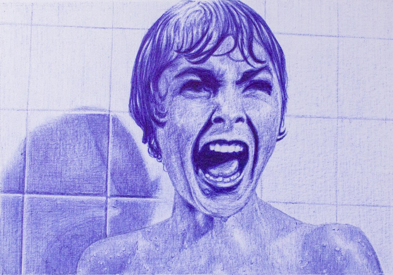Wayne Danza - POLAROÏD SERIES Bic bleu sur papier - Bic blue ballpoint pen on paper - 10,5 x 10,5 cm - 23 x 23 cm encadré - Unique 2020