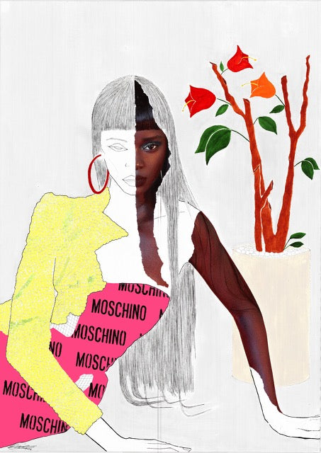 Retrouvez chez Acid Gallery les oeuvres de Emmanuel Unaji, galerie d'art contemporain, Vieux Lille | Acrylique, aquarelle, plume et collage sur papier Acrylic, watercolour, pen and collage on paper Dimensions 75 x 100 cm 2019