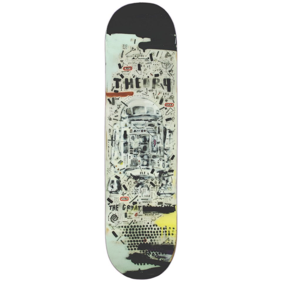 Techniques mixtes et résine sur planche de skateboard 